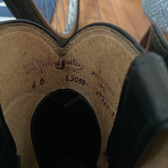 Justin Boots size 6B black leather - Picture 7 of 8